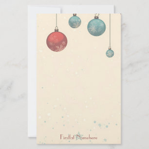 Create Your Own Vintage Red Blue Ornaments Yule Stationery