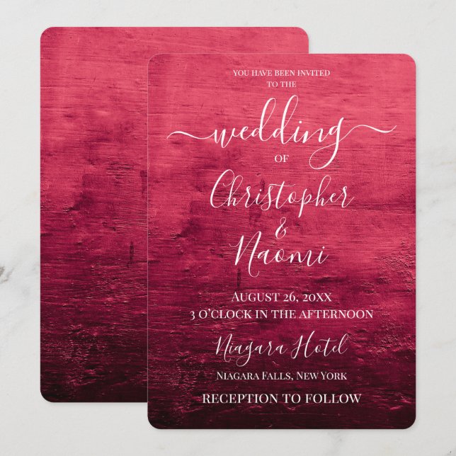 Create Your Own Vintage Red Ombré Texture Invitation (Front/Back)