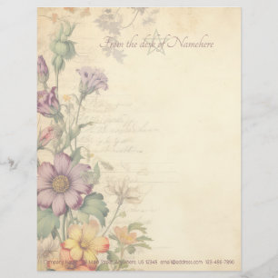 Create Your Own Vintage Victorian Flowers Floral Letterhead