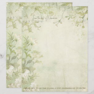 Create Your Own Vintage White Tea Roses Stationery