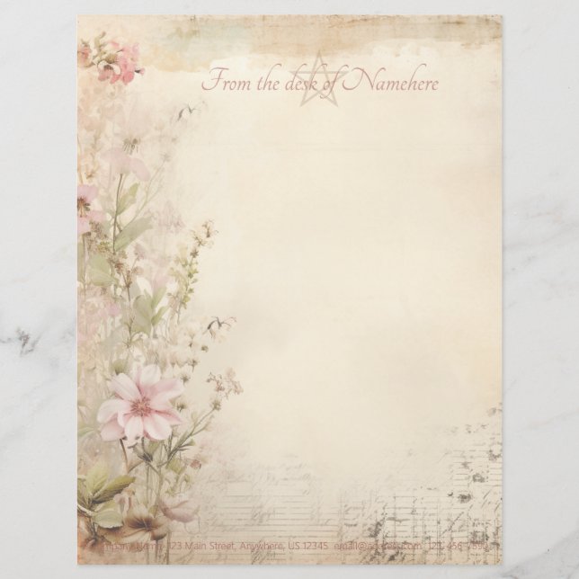 Create Your Own Vintage Wildflower Ephemera Letterhead (Front)