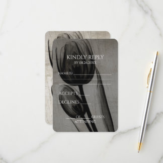 Create Your Own Vintage X-Ray Sepia Tulips RSVP Card