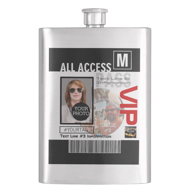 Create Your Own VIP Pass 8 ways to Personalize Hip Flask (Front)