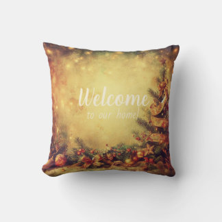 Create Your Own Warm Christmas Beribboned Tree Throw Pillow