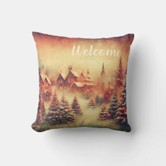 Create Your Own Warm Christmas Tree Farm Throw Pillow