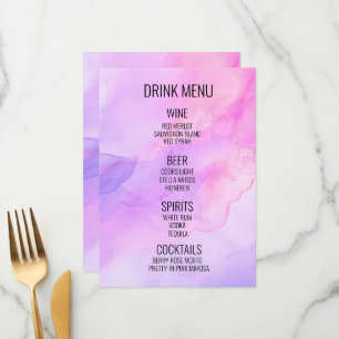 Create Your Own - Watercolor Background Drink Menu