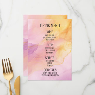 Create Your Own - Watercolor Background Drink Menu