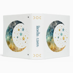 Create Your Own Watercolor Crescent Moon & Stars Binder