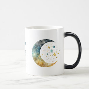 Create Your Own Watercolor Crescent Moon & Stars Magic Mug