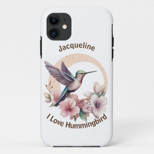 Create Your Own Watercolor Hummingbird Custom Name iPhone 11 Case