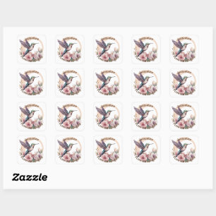 Create Your Own Watercolor Hummingbird Custom Name Square Sticker