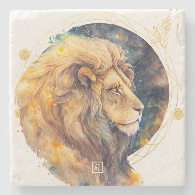 Create Your Own Watercolor Leo Stone Coaster (Front)