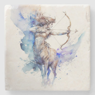 Create Your Own Watercolor Sagittarius Stone Coaster