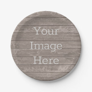Create Your Own weathered rustic wooden plank Paper Plate