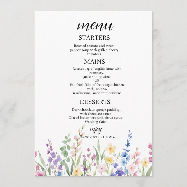 Create Your Own wedding eucalyptus Flat Menu (Devant)