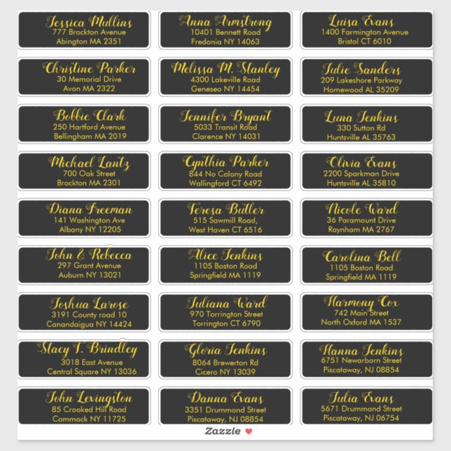 Create Your Own Wedding Guest Address Black Gold (Sheet)
