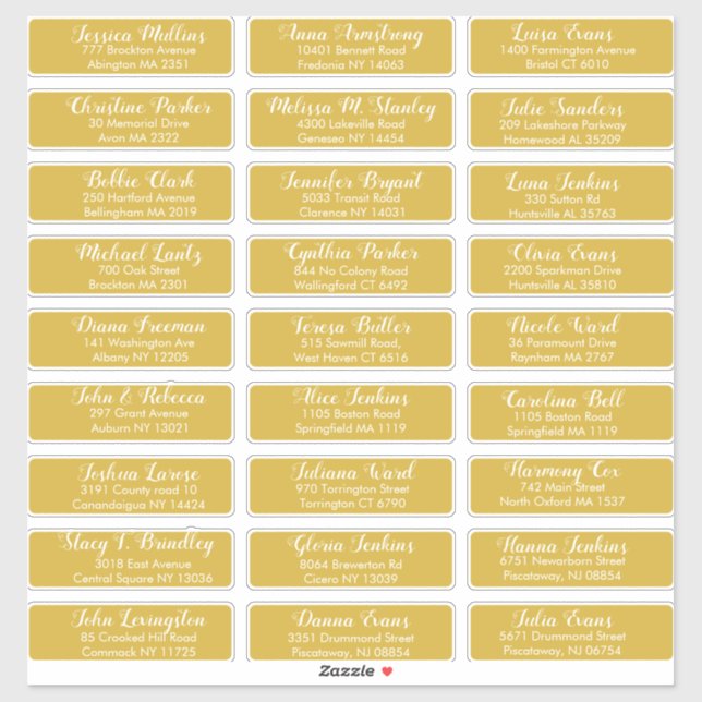 Create Your Own Wedding Guest Address Gold White (Sheet)