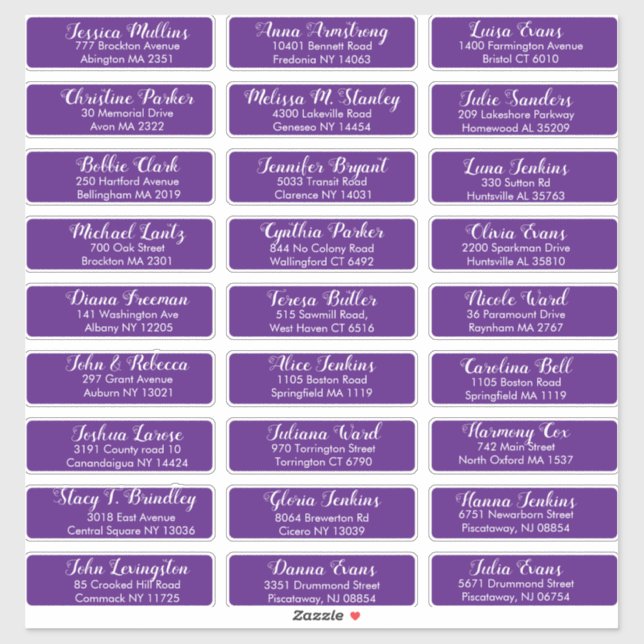 Create Your Own Wedding Guest Address Royal Purple (Sheet)