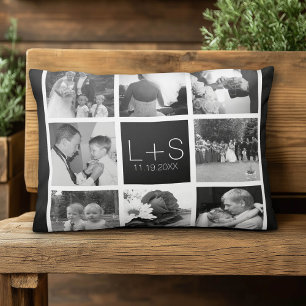Create Your Own Wedding Photo Collage Monogram Decorative Pillow