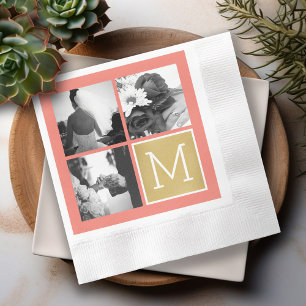 Create Your Own Wedding Photo Collage Monogram Napkin