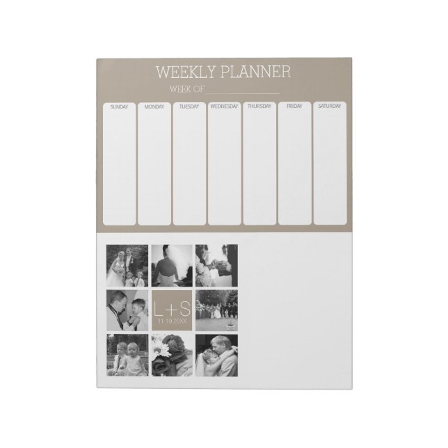 Create Your Own Wedding Photo Collage Monogram Notepad (Rotated)