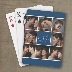 Create Your Own Wedding Photo Collage Monogram Playing Cards