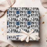 Create Your Own Wedding Photo Collage Monogram Wrapping Paper<br><div class="desc">Navy Blue and White background - Use 8 square photos to create a unique and personal anniversary gift. Add the bride and groom's initials and date. If you need to adjust the pictures or monograms,  click on the customize tool to make changes.</div>