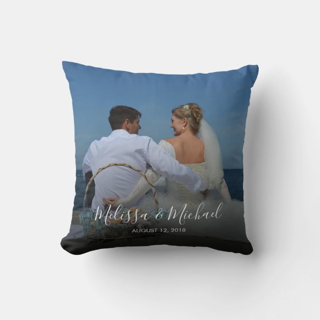Create your own wedding photo wedding keepsake throw pillow (Front)