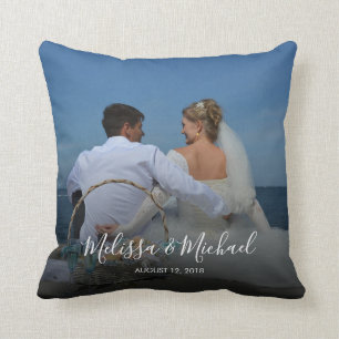 Create your own wedding photo wedding keepsake throw pillow