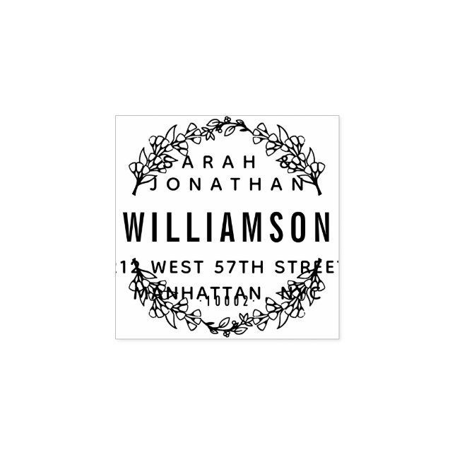 Create Your Own Wedding Wreath Return Address Rubber Stamp (Imprint)