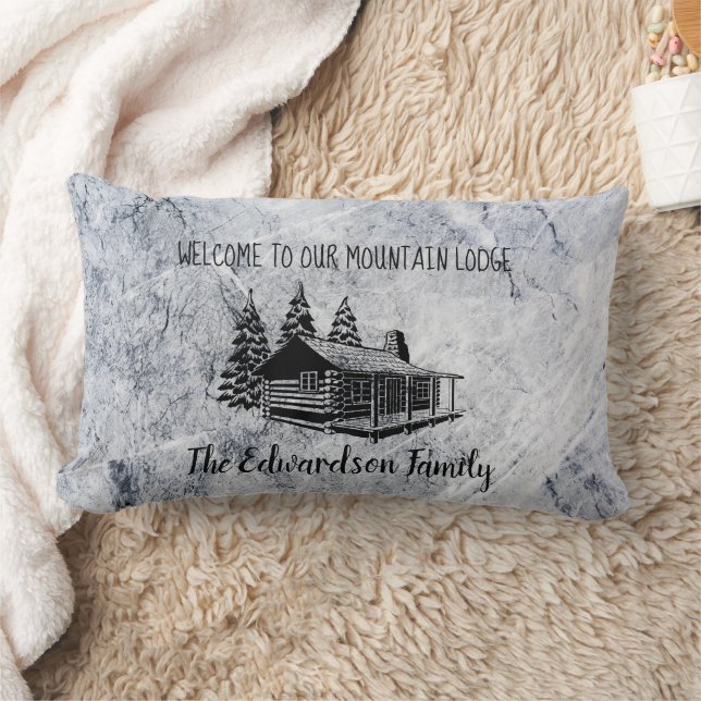 Create your own Welcome mountain family lodge Lumbar Pillow (Blanket)