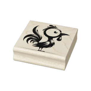 Create Your Own Whimsical Big Eyed Rooster Profile Rubber Stamp