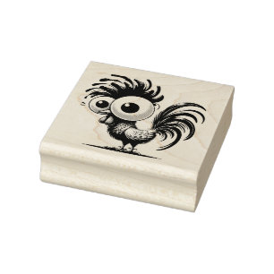 Create Your Own Whimsical Big Eyed Rooster Rubber Stamp
