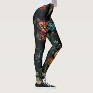 Create Your Own Whimsical Fantasy Owls Tropical Leggings