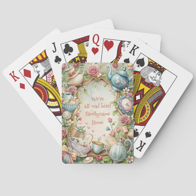 Create Your Own Whimsical Tea Party Spring Playing Cards (Back)