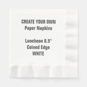 Create Your Own WHITE Coined Luncheon Paper Napkin