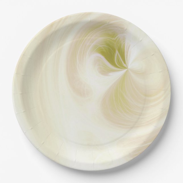 Create Your Own White Light Swirls - Yellow  Paper Plate (Front)