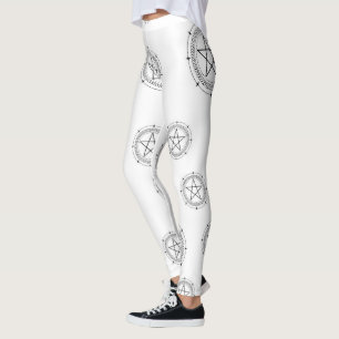 Create Your Own White Pentacles Black Leggings
