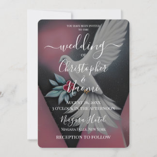 Create Your Own White Retro Wedding Dove Invitation