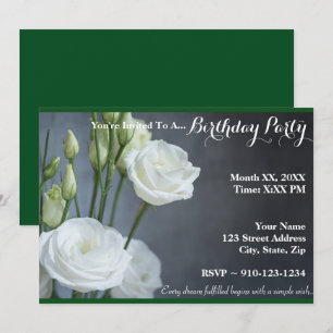 Create Your Own White Rose Birthday Invitation