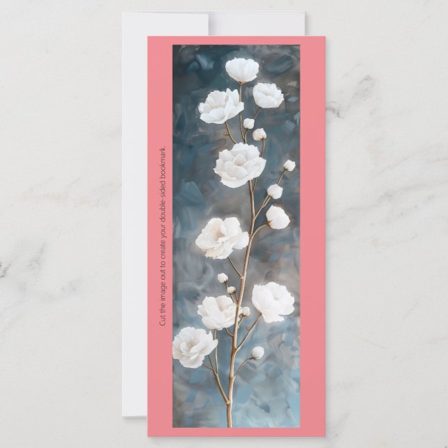 Create Your Own White Roses Bookmark Card (Front)