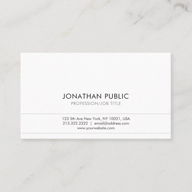Create Your Own White Simple Plain Modern Elegant Business Card (Front)