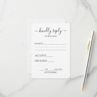 Create Your Own White Waves Calligraphy RSVP Card