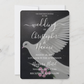 Create Your Own White Wedding Dove with Flowers Invitation