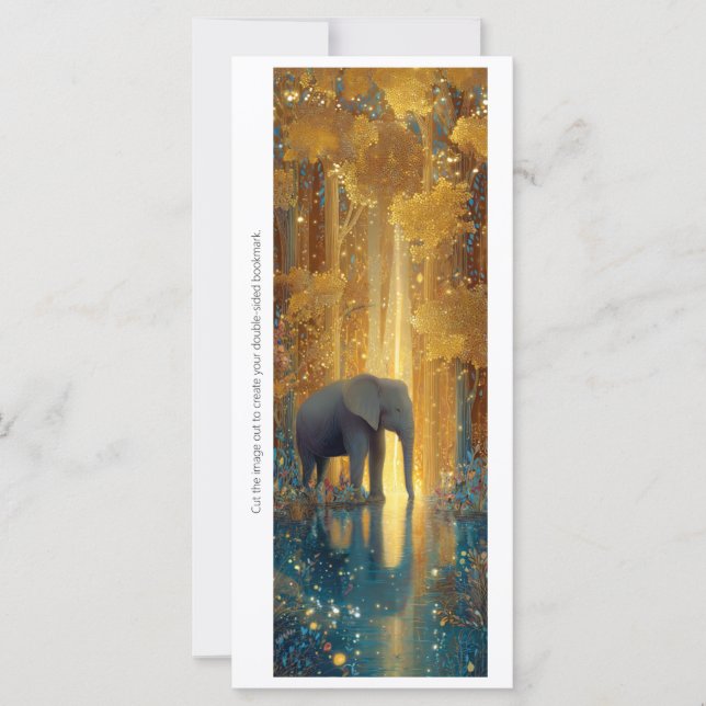 Create Your Own Wild Golden Elephant Bookmark Card (Front)