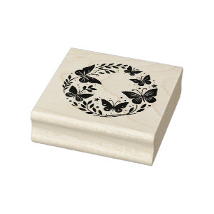 Create Your Own Wildflower Butterflies Emblem Rubber Stamp