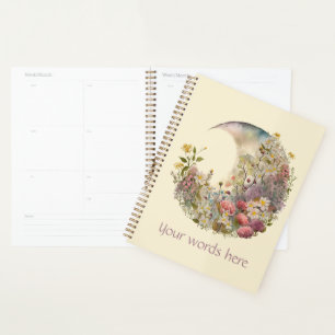 Create Your Own Wildflowers Floral Crescent Moon Planner