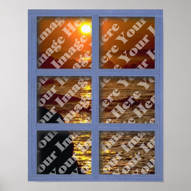 Create Your Own Window With Blue 6 Panel Frame Poster (Front)