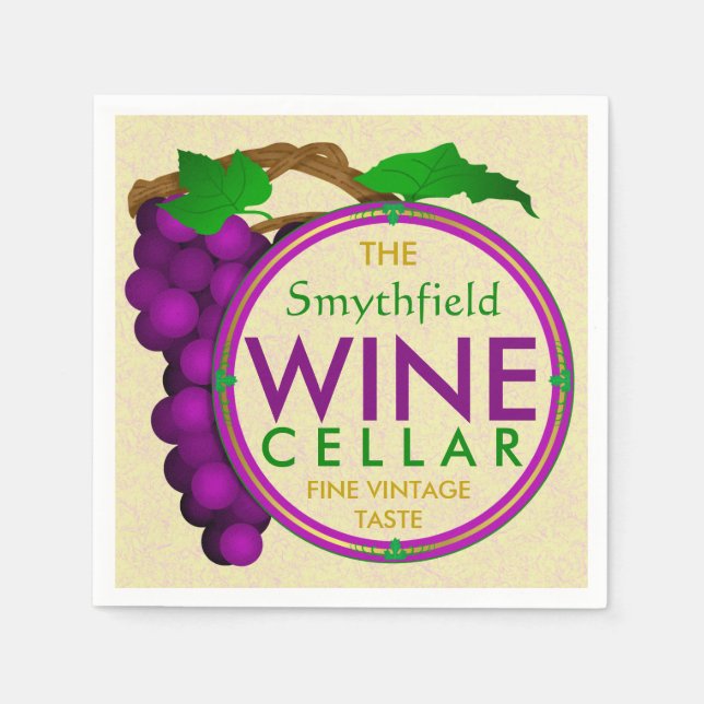 Create Your Own Wine Cellar Grapes Personalized Napkin (Front)