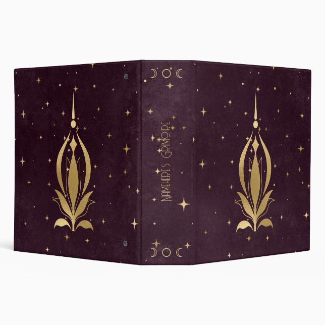 Create Your Own Wine & Gold Celestial Lotus Binder (Background)